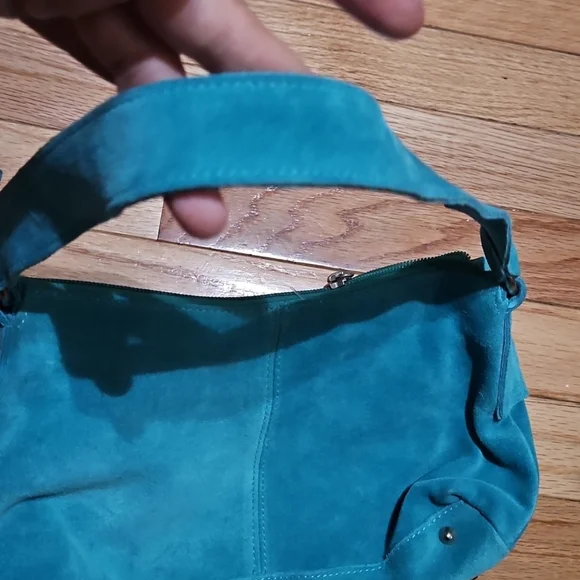 Appleseed"sTeal Suede Shoulder Bag - Picture 7 of 7